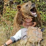 Adam plays the role of a bear that feels threatened and approaches a human.