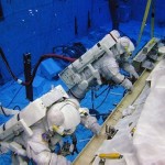 Spacewalking is truly a one-of-a-kind gig. But just like many other jobs, there's lots of practice involved. Training for spacewalks is intensive. Here we see astronauts preparing for spacewalking by practicing their tasks underwater, in a giant pool NASA calls the Neutral Buoyancy Laboratory.
Image Credit: NASA