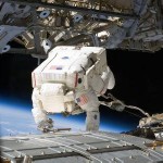 Here we see astronaut Mike Fossum during a seven-hour, 11-minute spacewalk. Fossum and another astronaut, Ron Garan, performed several tasks related to the "Kibo" Japanese Pressurized Module (JPM) on the International Space Station. They also prepared an auxiliary nitrogen tank assembly for installation and retrieved a failed television camera. Never a dull moment!
Image Credit: NASA