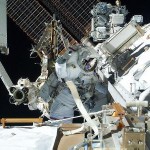In this image, we catch a space-bound glimpse of astronaut Rick Mastracchio. On this day, he and astronaut Clayton Anderson removed a spent ammonia tank then installed a new 1,700-pound ammonia tank on the International Space Station. Their work completed the second of three spacewalks performed to replace coolant tanks.
Image Credit: NASA