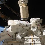 In a different shot, we again see astronauts Tom Marshburn (this time he's making an appearance) and Christopher Cassidy hard at work, spacewalking on the space station.
Image Credit: NASA