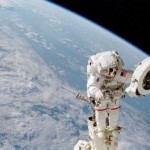 Perched high above Mother Earth, astronaut Franklin R. Chang-Díaz handles a grapple fixture during a spacewalk made to perform work on the International Space Station.
Image Credit: NASA