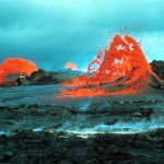 Orange fountains of molten lava boil from these vents on the black sea of rock at the Mauna Ulu eruption. This photo was captured on the afternoon of Oct. 15, 1970.
Image Credit: D.W. Peterson/USGS